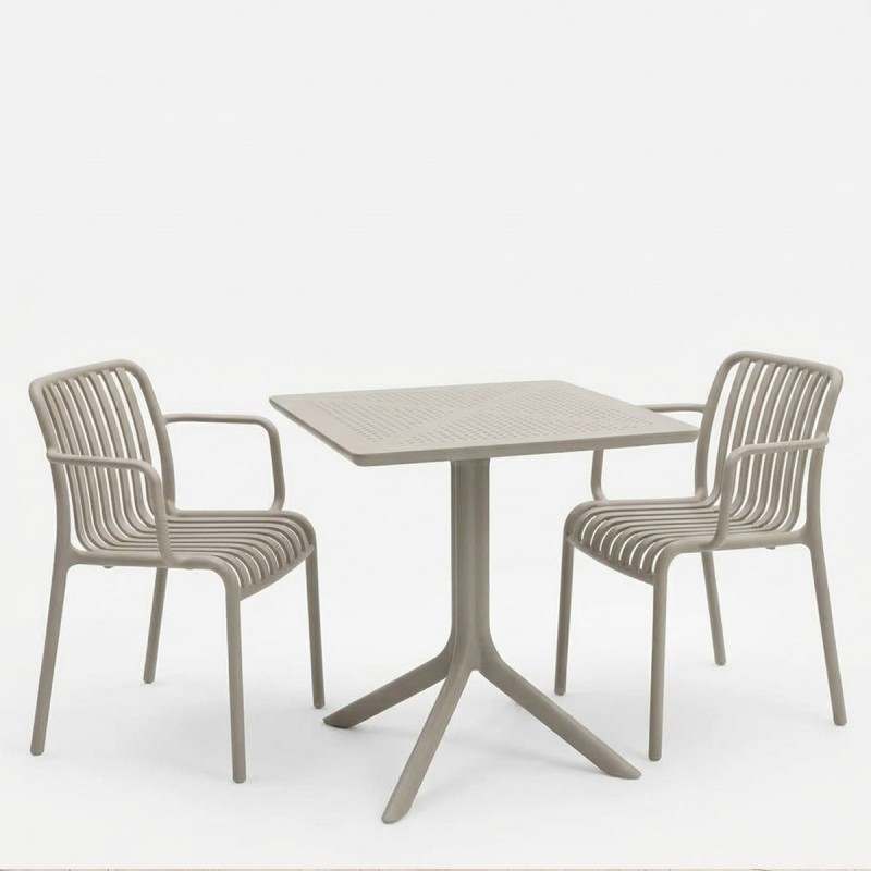 Τραπεζαρία Zoi Groovy pakoworld σετ 3τεμ cappuccino PP 80x80x74εκ
