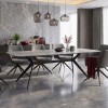 Τραπέζι Ezali pakoworld sintered stone γκρι όψη μαρμάρου με μαύρο μεταλλικό πόδι 180x90x75εκ
