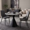 Τραπέζι Flenada pakoworld sintered stone σε γκρι όψη μαρμάρου με μαύρη μεταλλική βάση Φ80x76εκ