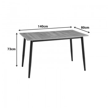 Τραπέζι Loza pakoworld sonoma MDF με μαύρο μεταλλικό πόδι 140x80x73εκ