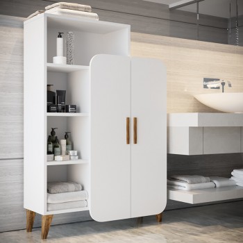 Ντουλάπι Vasko pakoworld με ράφια λευκό 90x32x132εκ