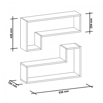 Ραφιέρα τοίχου Duvar pakoworld δύο τεμαχίων χρώμα καρυδί 84x20x44εκ