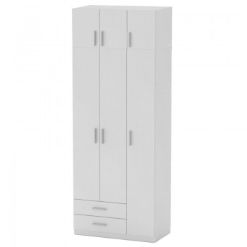 Ντουλάπα και Πατάρι Warner pakoworld τρίφυλλη λευκό 90x46.5x240εκ