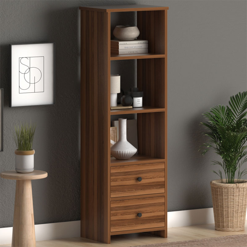 Βιβλιοθήκη Miro pakoworld καρυδί 42.5x32x140εκ