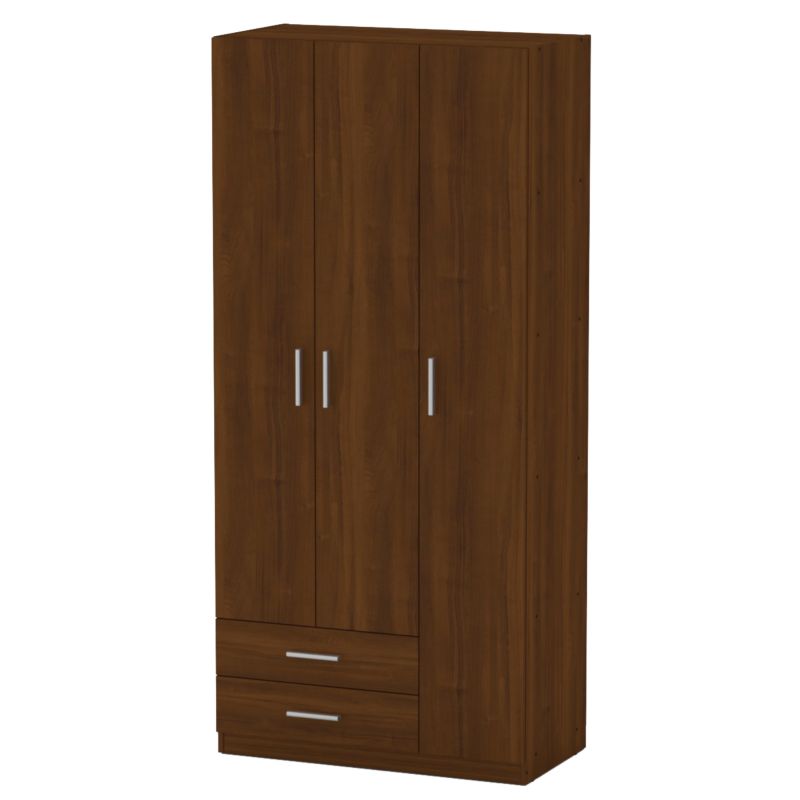 Ντουλάπα και πατάρι Warner pakoworld τρίφυλλη καρυδί 90x46.5x240εκ