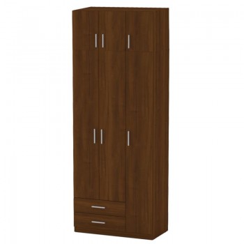 Ντουλάπα και πατάρι Warner pakoworld τρίφυλλη καρυδί 90x46.5x240εκ