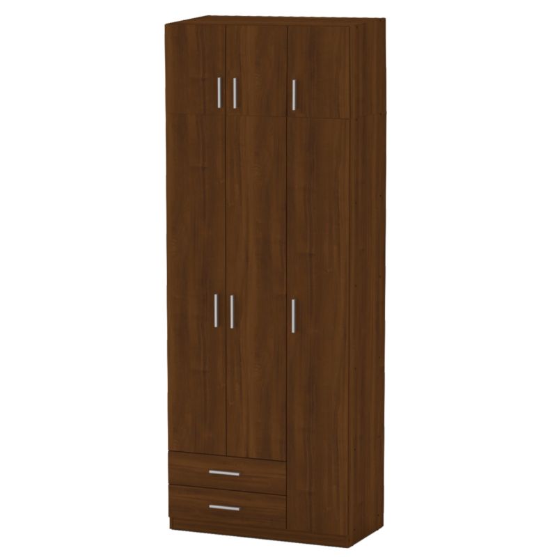 Ντουλάπα και πατάρι Warner pakoworld τρίφυλλη καρυδί 90x46.5x240εκ