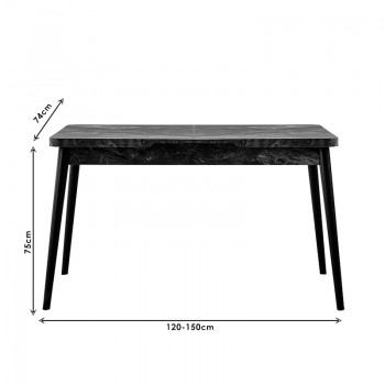 Τραπέζι Secilia pakoworld επεκτεινόμενο μαύρο-ανθρακί 120-150x75x74εκ