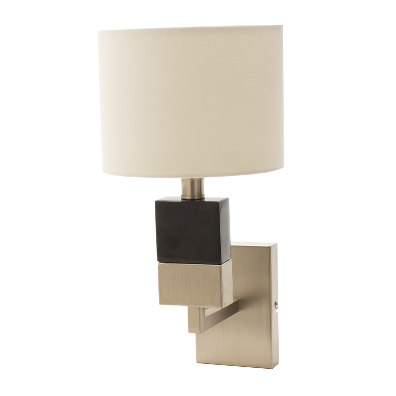 Φωτιστικό τοίχου απλίκα PWL-0940 pakoworld Ε27 ασημί-μαύρο-λευκό καπέλο 20x25x30εκ