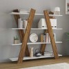 Βιβλιοθήκη PWF-0328 pakoworld χρώμα καρυδί - λευκό 150x29x137εκ