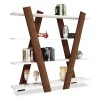 Βιβλιοθήκη PWF-0328 pakoworld χρώμα καρυδί - λευκό 150x29x137εκ