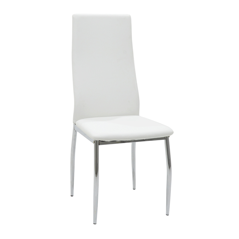 Τραπεζαρία Steve-Jella pakoworld σετ 5τεμ γυαλί 8mm χρώμιο-λευκό Φ120x74,5εκ