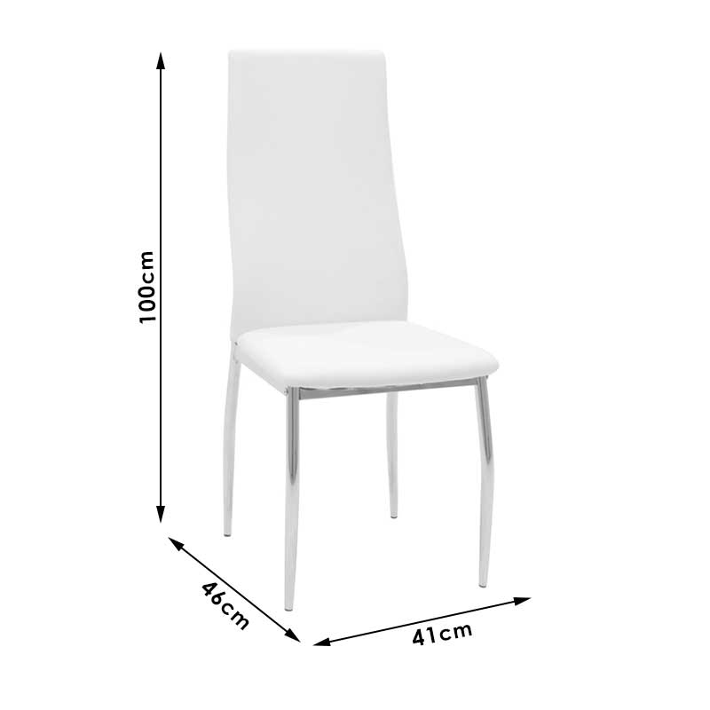 Τραπεζαρία Steve-Jella pakoworld σετ 5τεμ γυαλί 8mm χρώμιο-λευκό Φ120x74,5εκ