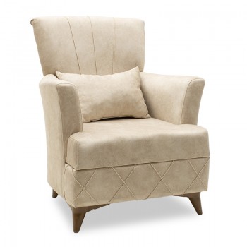 Πολυθρόνα-μπερζέρα Lalezar pakoworld ύφασμα μπεζ antique 76x86x91εκ