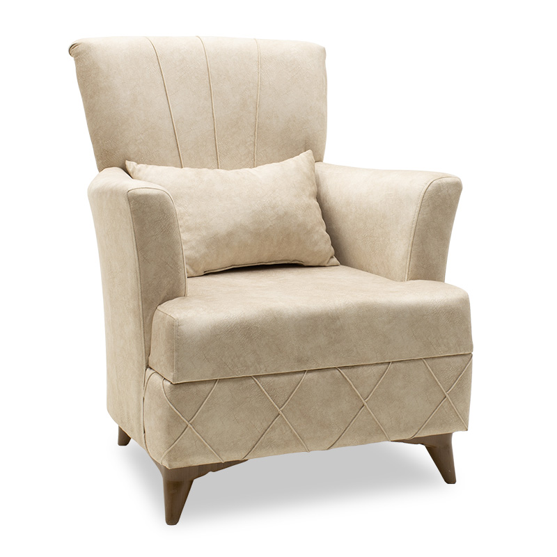 Πολυθρόνα-μπερζέρα Lalezar pakoworld ύφασμα μπεζ antique 76x86x91εκ