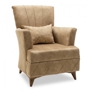 Πολυθρόνα-μπερζέρα Lalezar pakoworld ύφασμα καφέ antique 76x86x91εκ