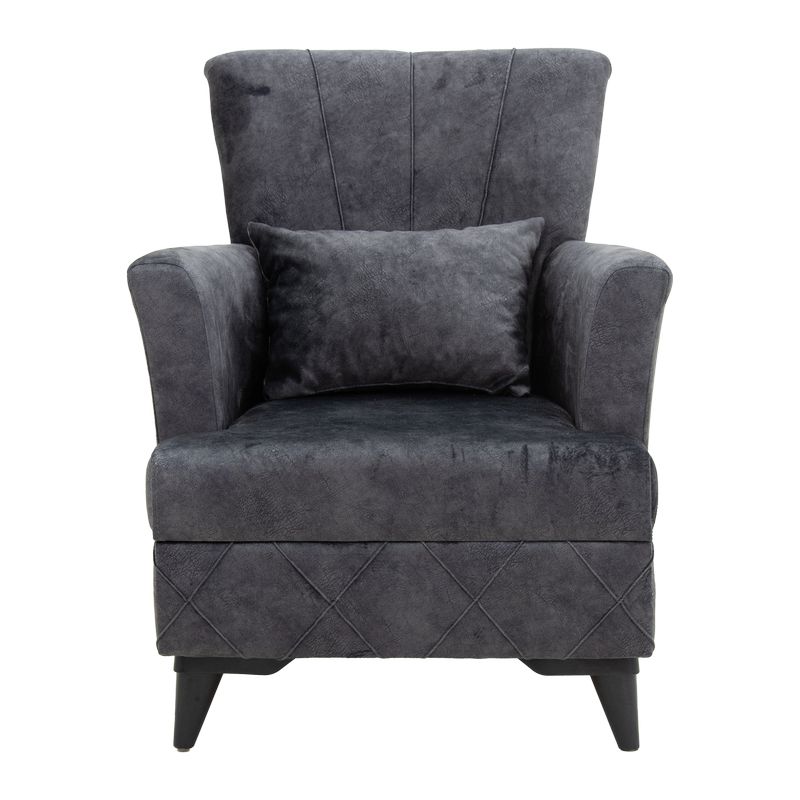 Πολυθρόνα-μπερζέρα Lalezar pakoworld ύφασμα ανθρακί antique 76x86x91εκ