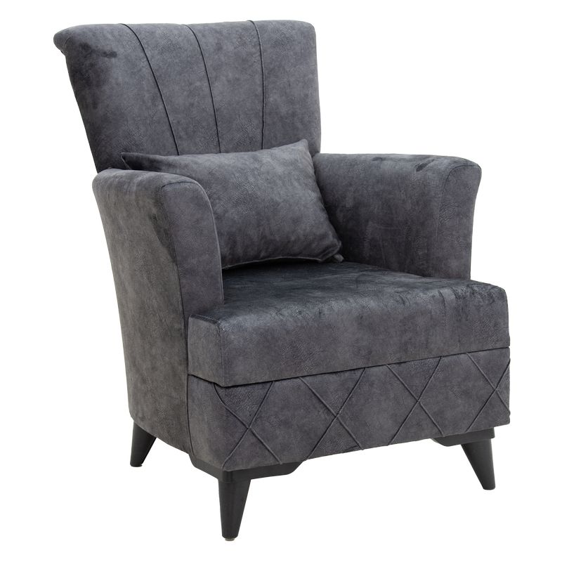 Πολυθρόνα-μπερζέρα Lalezar pakoworld ύφασμα ανθρακί antique 76x86x91εκ