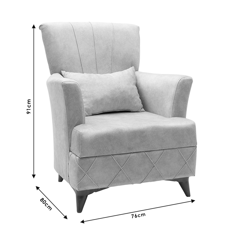 Πολυθρόνα-μπερζέρα Lalezar pakoworld ύφασμα ανθρακί antique 76x86x91εκ