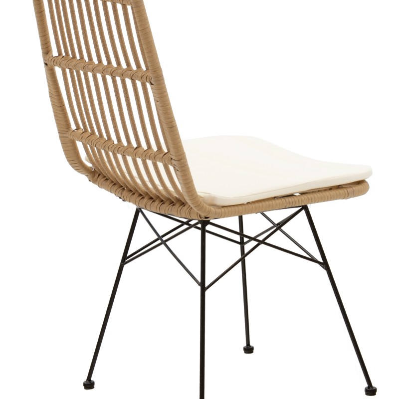 Καρέκλα Naoki pakoworld pe φυσικό-μέταλλο μαύρο