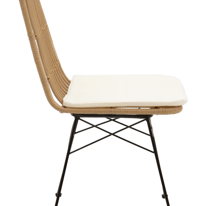 Καρέκλα Naoki pakoworld pe φυσικό-μέταλλο μαύρο