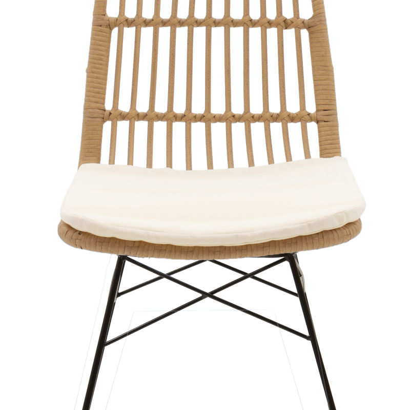 Καρέκλα Naoki pakoworld pe φυσικό-μέταλλο μαύρο