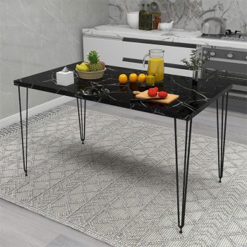 Τραπέζι Bruce pakoworld μαύρο μαρμάρου 104x60x74εκ
