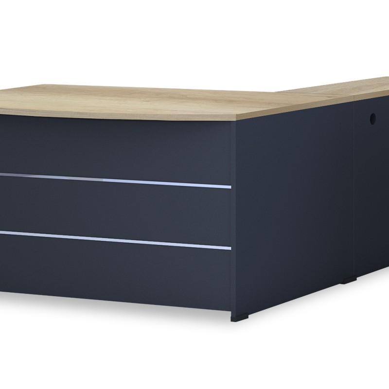 Γραφείο εργασίας επαγγελματικό Lotus pakoworld αναστρέψιμο φυσικό-ανθρακί 180x160x75εκ