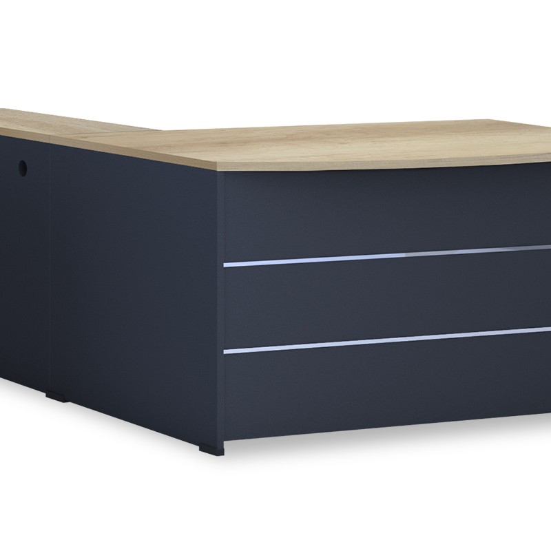 Γραφείο εργασίας επαγγελματικό Lotus pakoworld αναστρέψιμο φυσικό-ανθρακί 180x160x75εκ