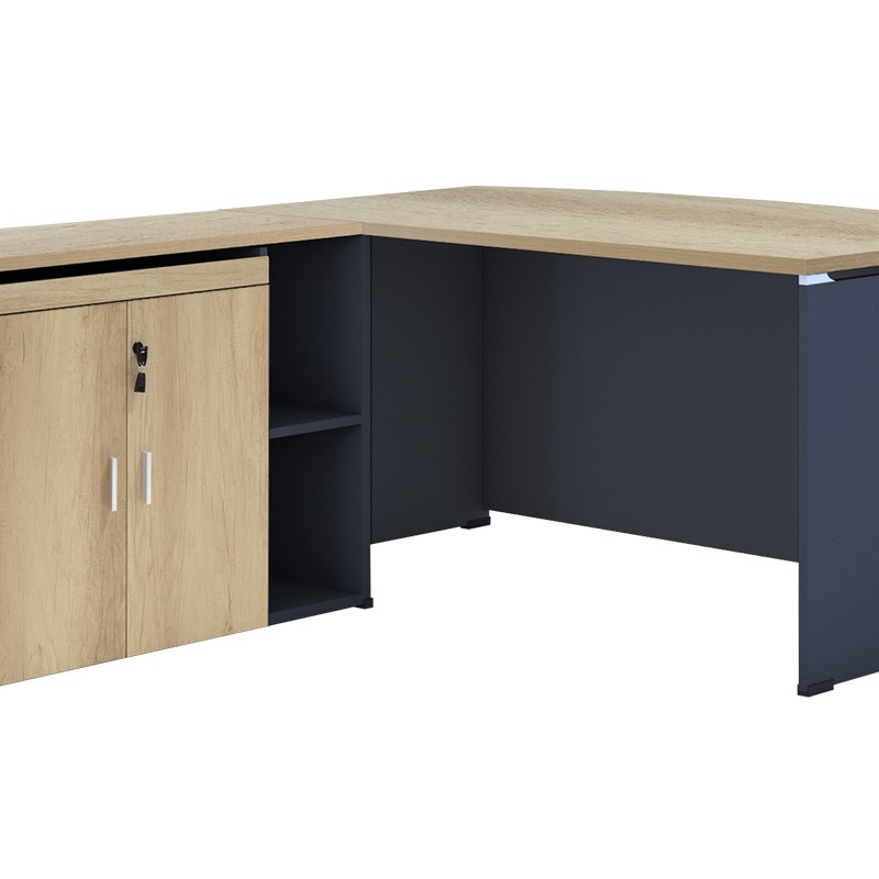 Γραφείο εργασίας επαγγελματικό Lotus pakoworld αναστρέψιμο φυσικό-ανθρακί 180x160x75εκ