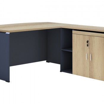 Γραφείο εργασίας επαγγελματικό Lotus pakoworld αναστρέψιμο φυσικό-ανθρακί 180x160x75εκ