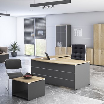 Γραφείο εργασίας επαγγελματικό Lotus pakoworld αναστρέψιμο φυσικό-ανθρακί 180x160x75εκ