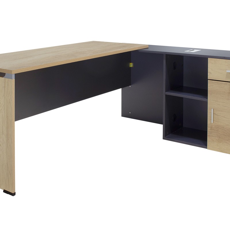 Γραφείο εργασίας επαγγελματικό Lotus pakoworld αναστρέψιμο σε φυσικό-ανθρακί 180x160x75εκ