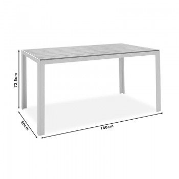 Τραπέζι Nares pakoworld αλουμίνιο λευκό-plywood φυσικό 140x80x72.5εκ