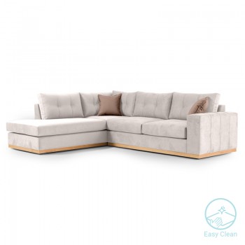 Γωνιακός καναπές δεξιά γωνία Boston pakoworld ύφασμα cream-mocha 280x225x90εκ