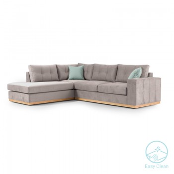 Γωνιακός καναπές δεξιά γωνία Boston pakoworld ύφασμα elephant-ciel 280x225x90εκ