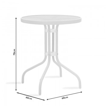 Τραπέζι Watson pakoworld μέταλλο λευκό-γυαλί Φ60x70εκ