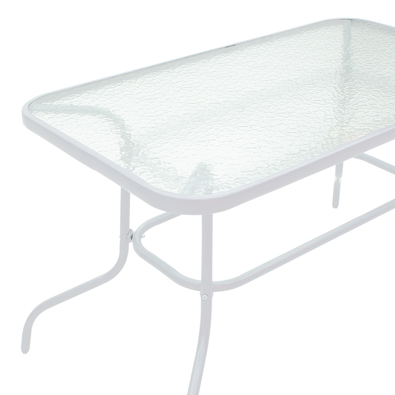 Τραπέζι Ensure pakoworld μέταλλο λευκό-γυαλί 120x70x70εκ