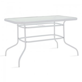 Τραπέζι Ensure pakoworld μέταλλο λευκό-γυαλί 120x70x70εκ