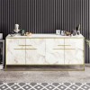 Μπουφές Marble pakoworld χρώμα λευκό μαρμάρου-χρυσό 180x47,5x75εκ