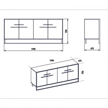 Μπουφές Marble pakoworld χρώμα λευκό μαρμάρου-χρυσό 180x47,5x75εκ