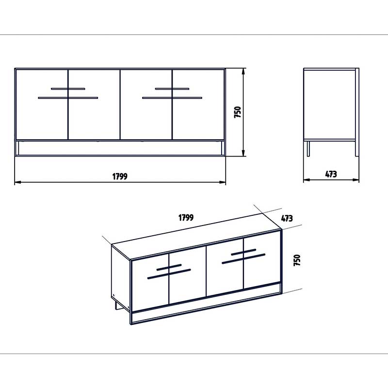 Μπουφές Marble pakoworld χρώμα λευκό μαρμάρου-χρυσό 180x47,5x75εκ