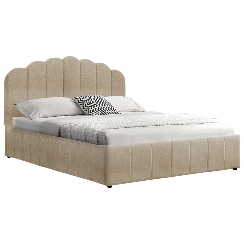 Κρεβάτι Tatiana pakoworld ύφασμα μπεζ με αποθηκευτικό χώρο 160x200εκ