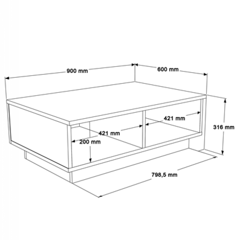 Τραπέζι σαλονιού Thunder pakoworld ανθρακί antique-γκρι antique 90x60x31.5εκ