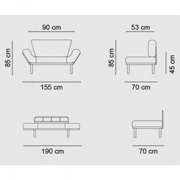 Καναπές κρεβάτι PWF-0018 pakoworld 2θέσιος με ύφασμα χρώμα μαύρο 155x73x85cm
