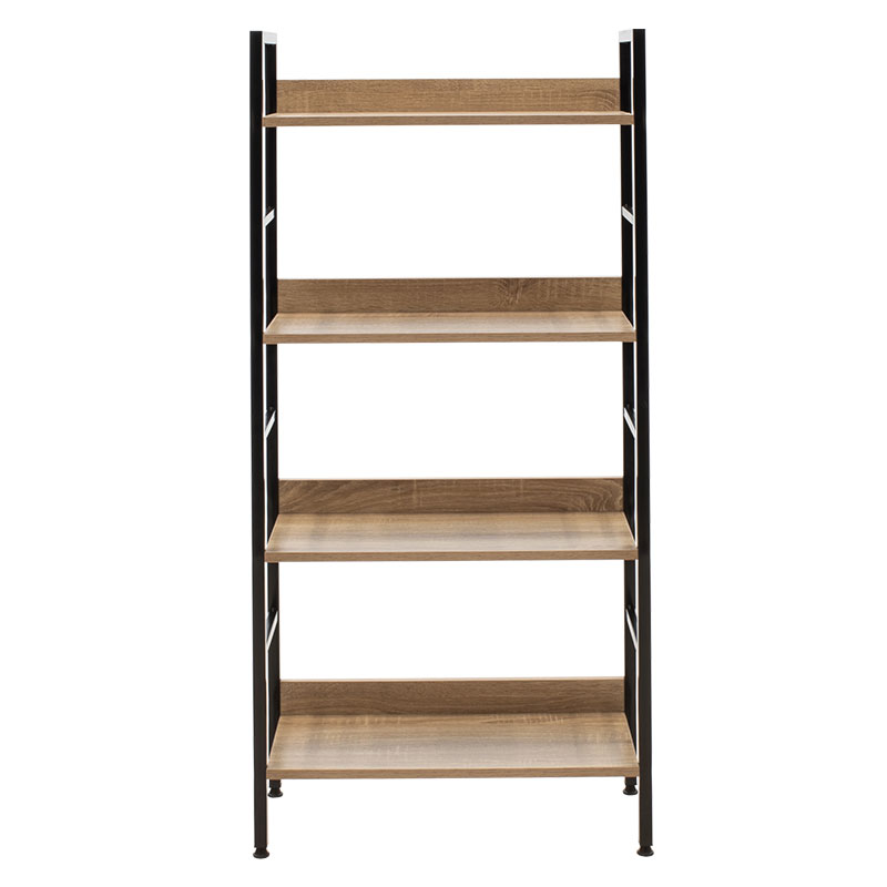 Βιβλιοθήκη- Ραφιέρα Ramon pakoworld φυσικό-μαύρο 60x28x125,5εκ