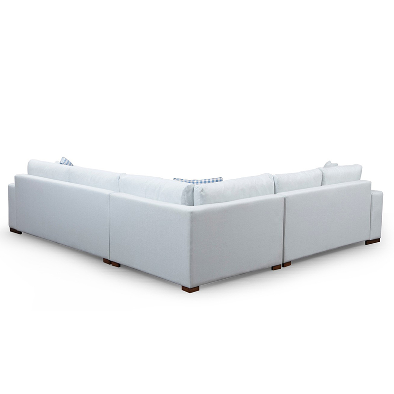 Γωνιακός καναπές PWF-0530 pakoworld δεξιά γωνία ύφασμα μπεζ γκρι-καρυδί 322x282x85εκ.