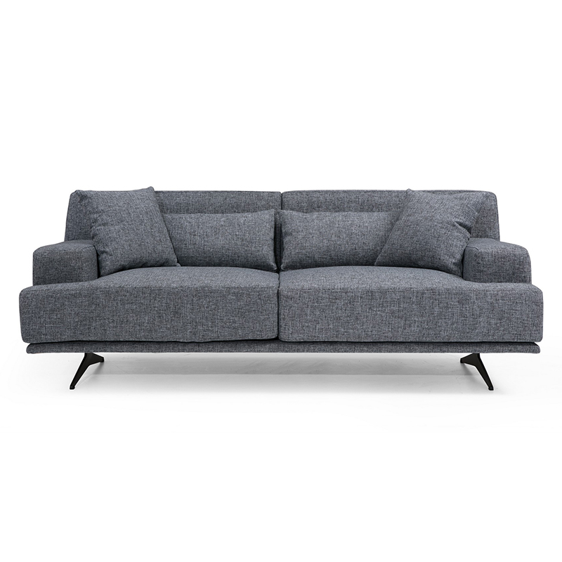 Καναπές 3θέσιος PWF-0516 pakoworld ύφασμα σκούρο γκρι-μαύρο 200x110x80εκ