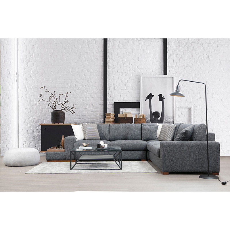 Γωνιακός καναπές PWF-0519 pakoworld αριστερή γωνία ύφασμα ανθρακί-καρυδί 323x282x85εκ