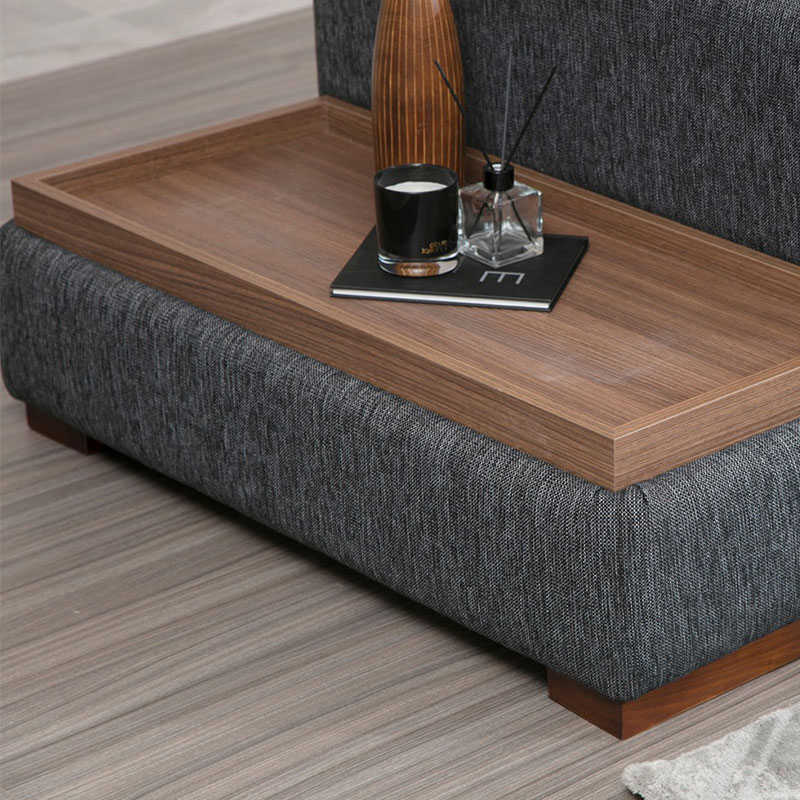 Γωνιακός καναπές PWF-0519 pakoworld αριστερή γωνία ύφασμα ανθρακί-καρυδί 323x282x85εκ